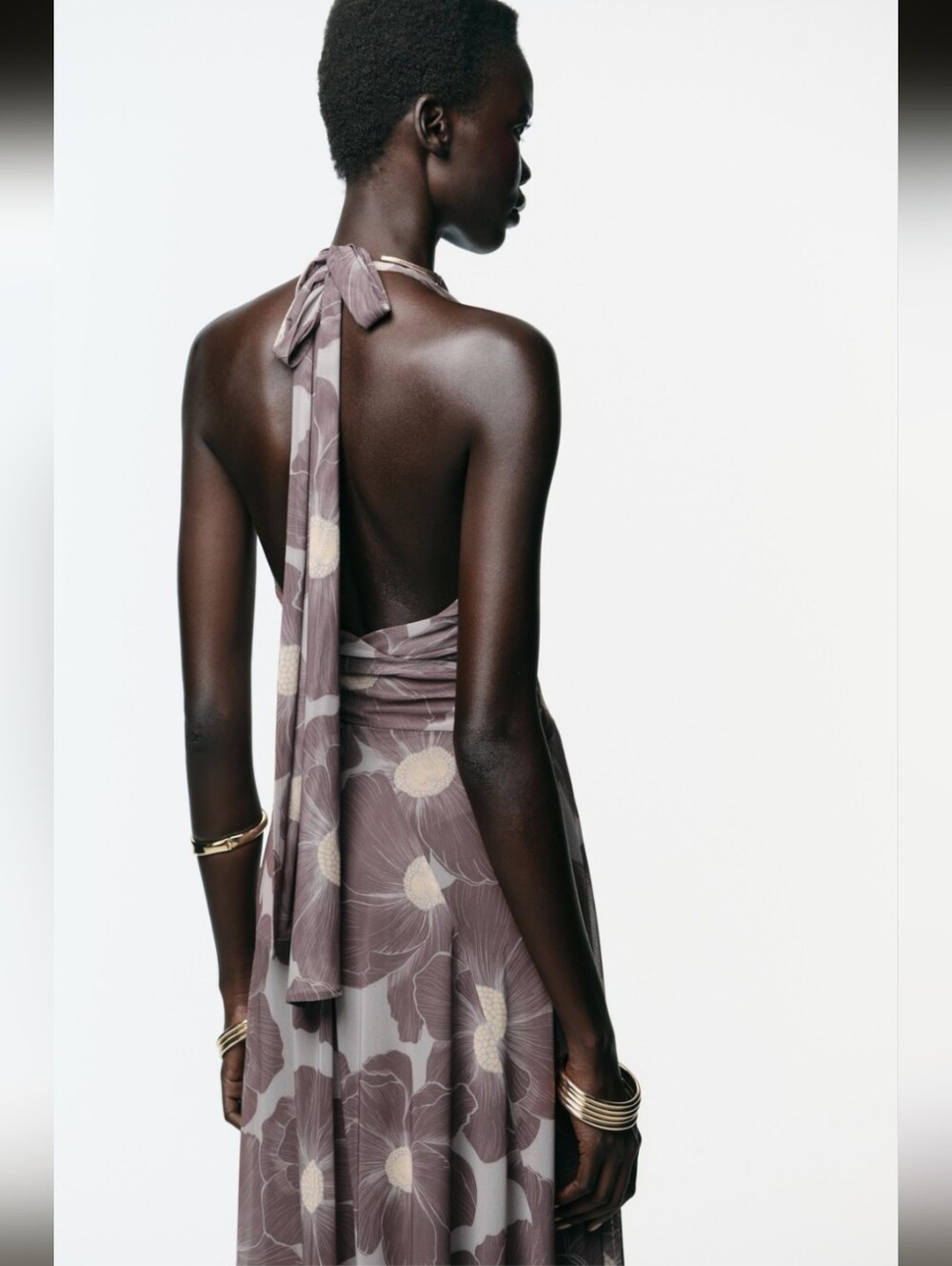 Zara Floral Halter Maxi Dress- S - Picture 6 of 9